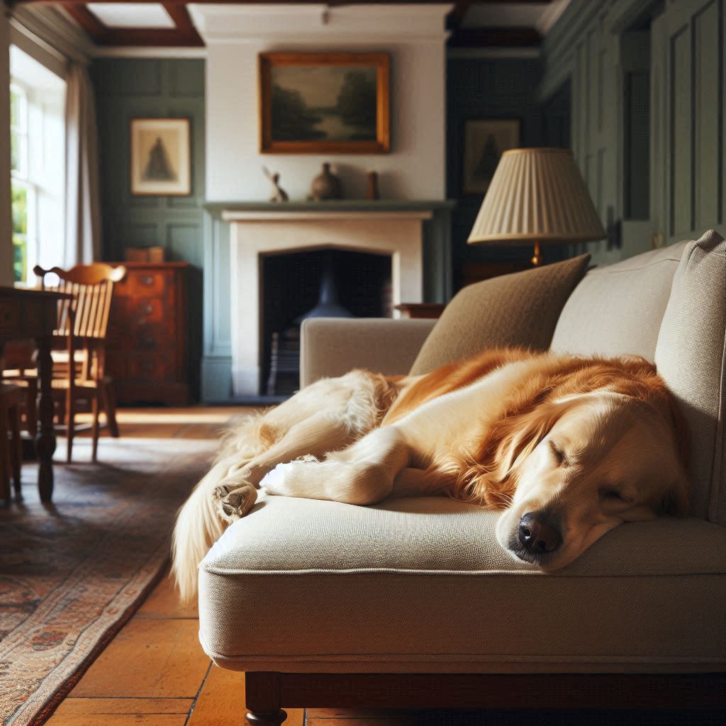 Chien allongé sur un canapé