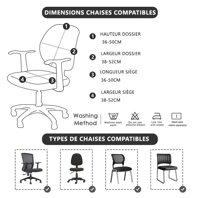 dimensions housse de chaise de bureau cuir