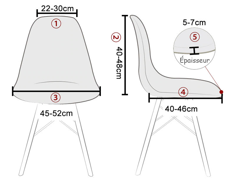 dimensions housse de chaise scandinave