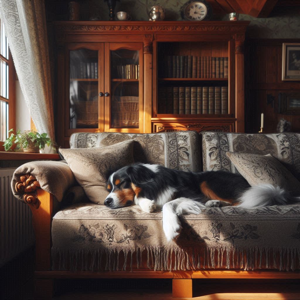 chien endormi sur un canapé avec ses poils