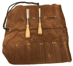 7 Pocket Leather Tool Roll Extra Large 18x18" 4"x3" pockets