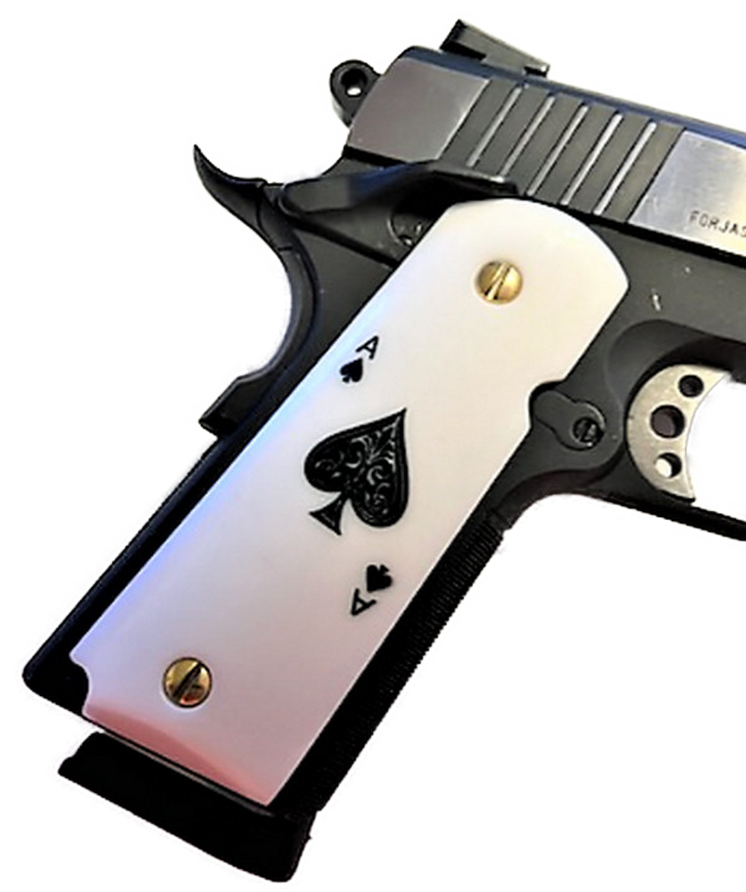 1911 Full Size Grips - UV of HD Image -  Ace of Spades HD / UV Image - Ambi-Cut