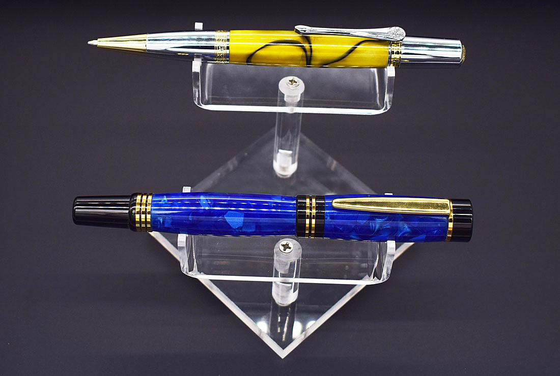 Acrylic Pen Display - Holds 2 Pens - 2 Tiered