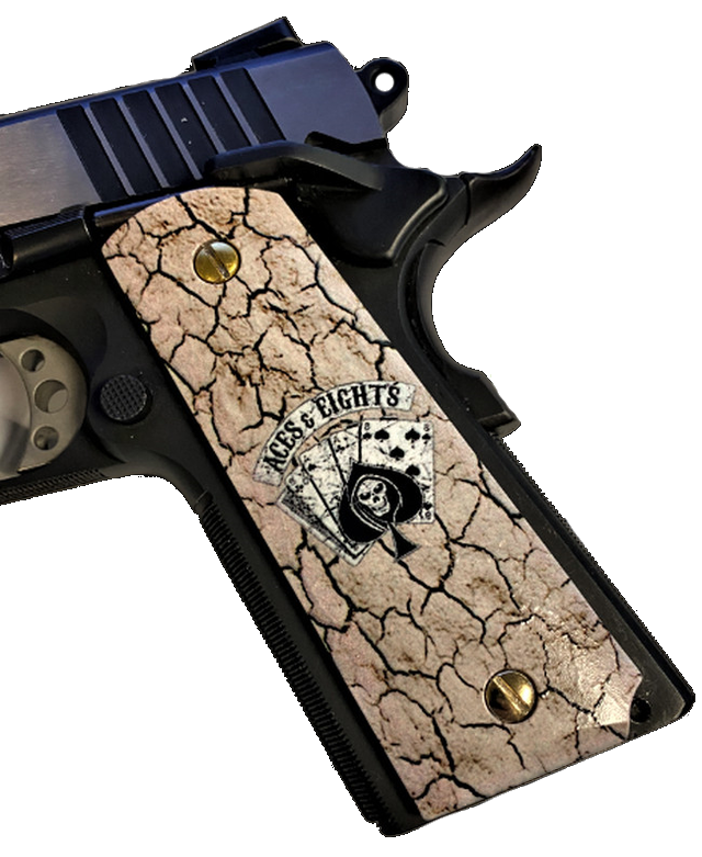 1911 Full Size Grips - UV of HD Image -  Aces & Eights HD / UV Image Printed Over Wood