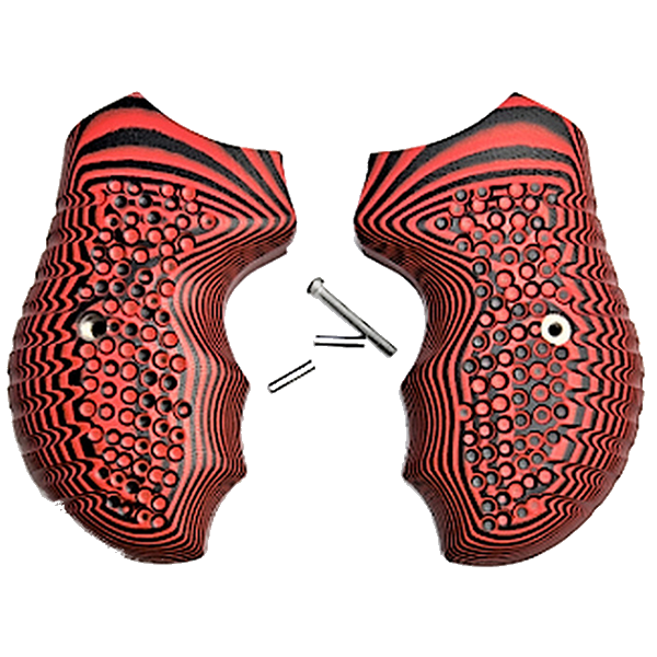 Charter Arms Universal Fit - Checkered Red Textured Grips Wrap Around.