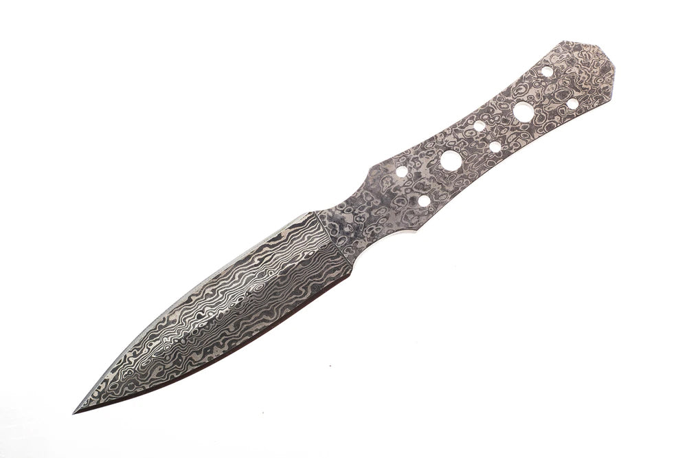 Damascus: San Mai Boot Knife - Double Edge