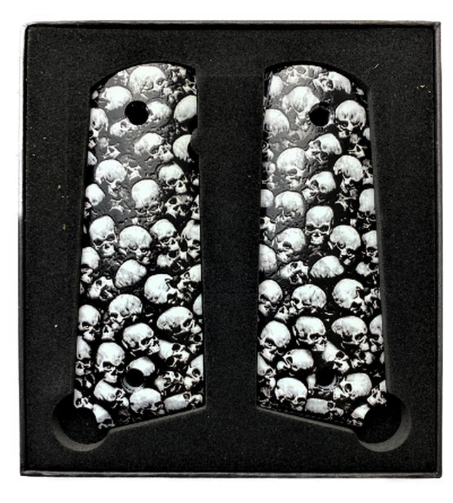 1911 Full Size Grips - UV of HD Image -  Skulls UV printed over laminate Diamond Wood