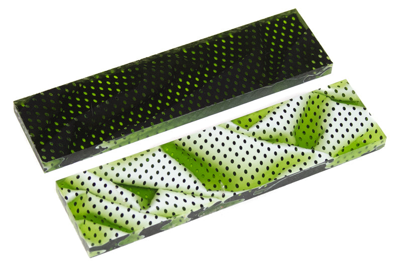 Knife Scales - Olive Water Mesh Knife Scales - 0.33 x 1.5 x 5 - 2 pieces