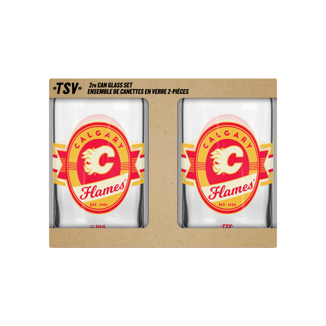 2 Pack Glass Set 16oz NHL Calgary Flames