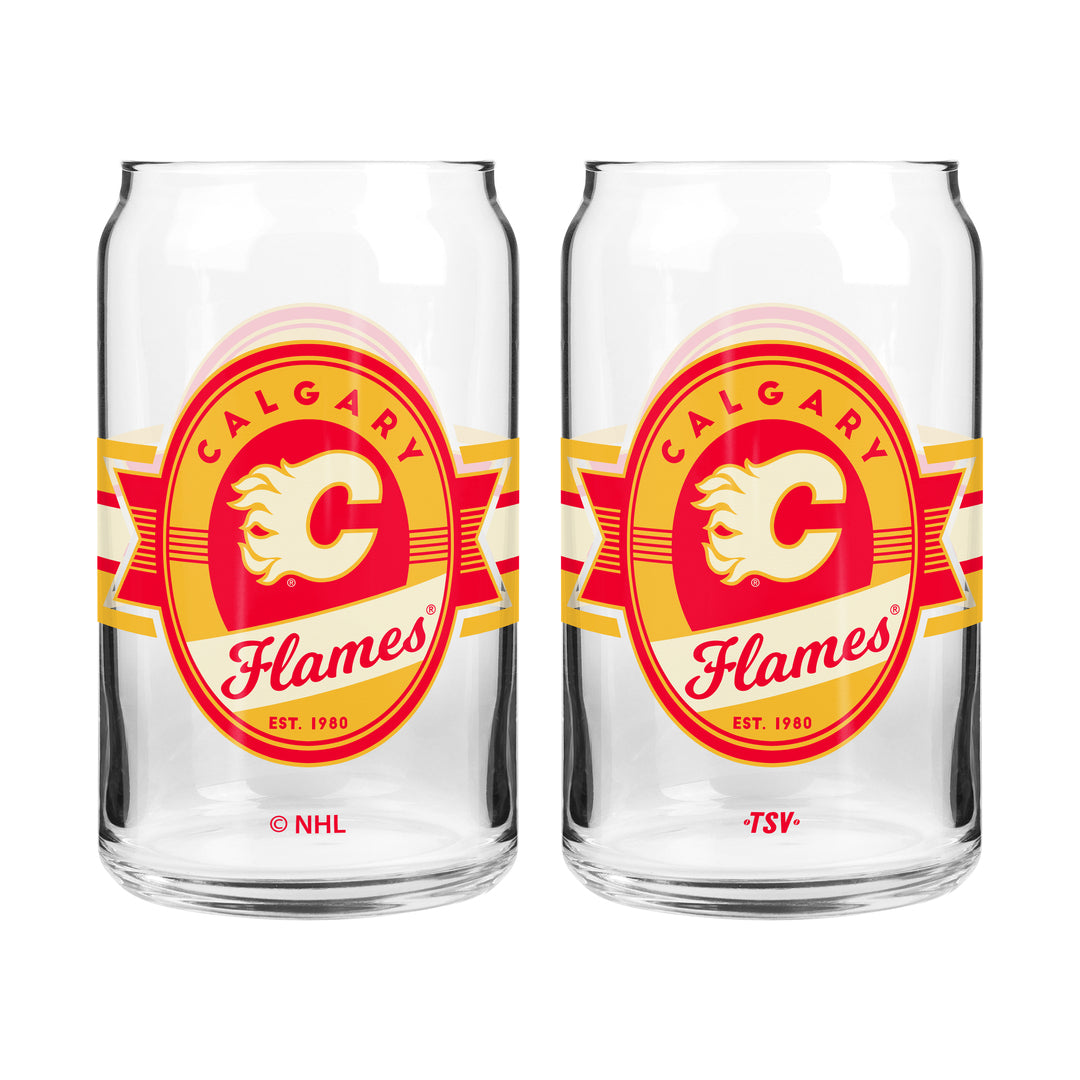 2 Pack Glass Set 16oz NHL Calgary Flames