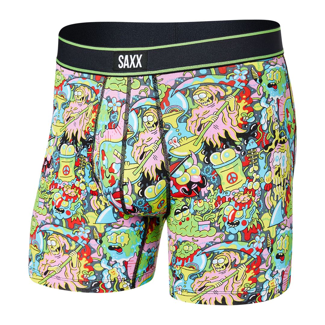 Saxx Underwear Men's Boxer Briefs - Vibe Boxer Briefs with Built-in  Ballpark Pouch Support - Underwear for Men,Blue Camo,Small
