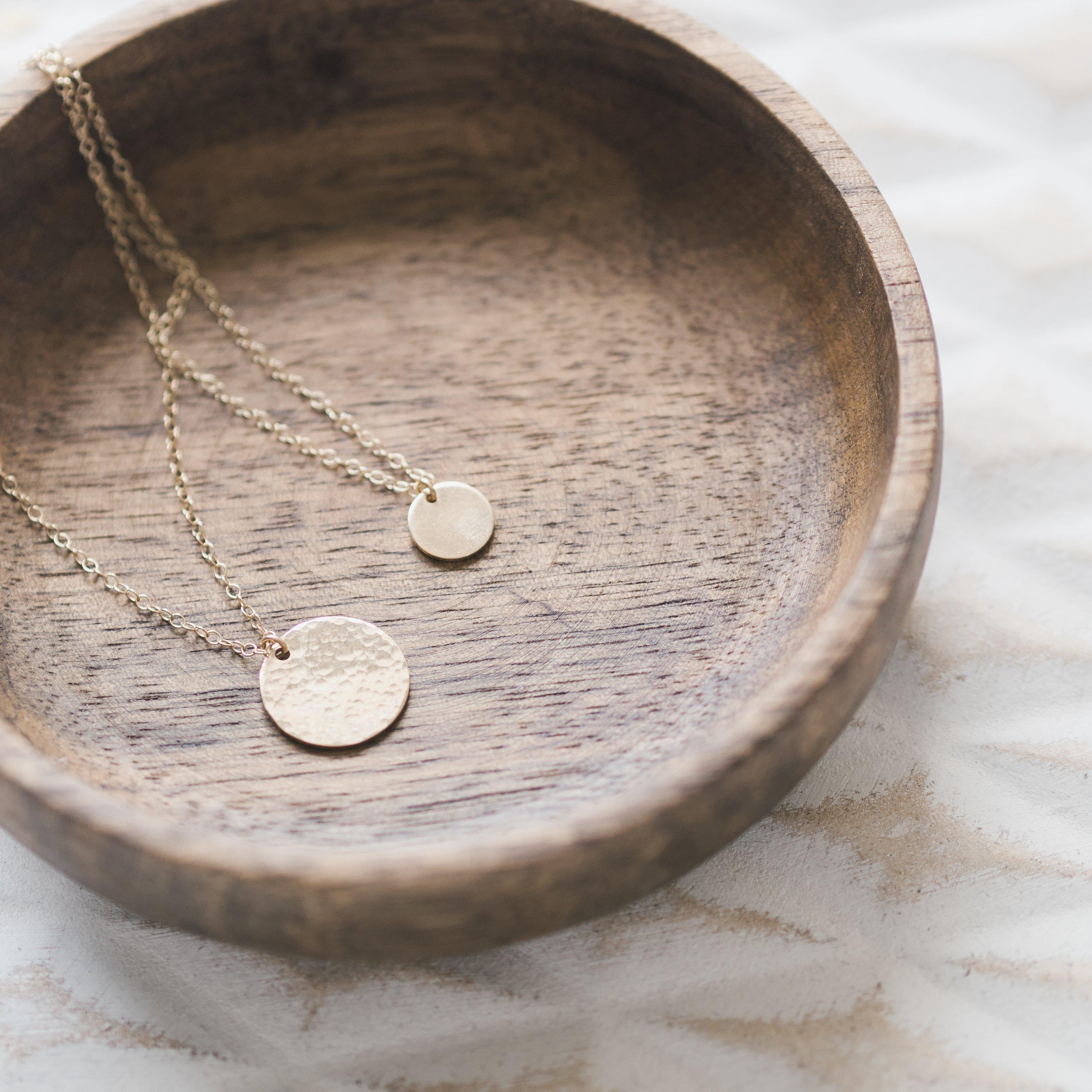 Hammered Disc Necklace – Honey and Gold