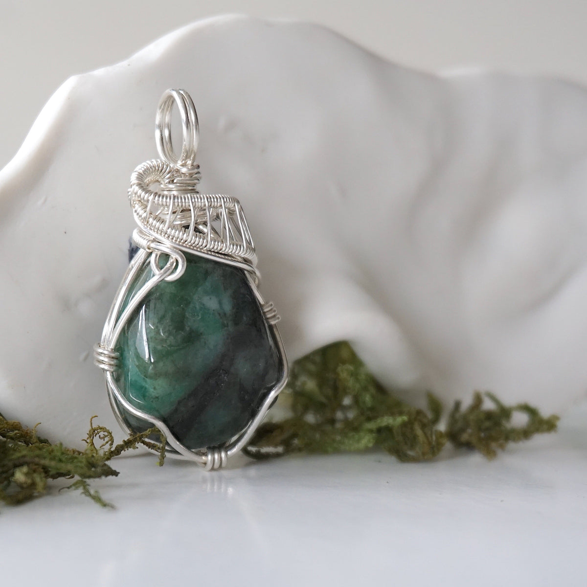 Raw Emerald - Sterling Silver Necklace – Designs by Nature Gems