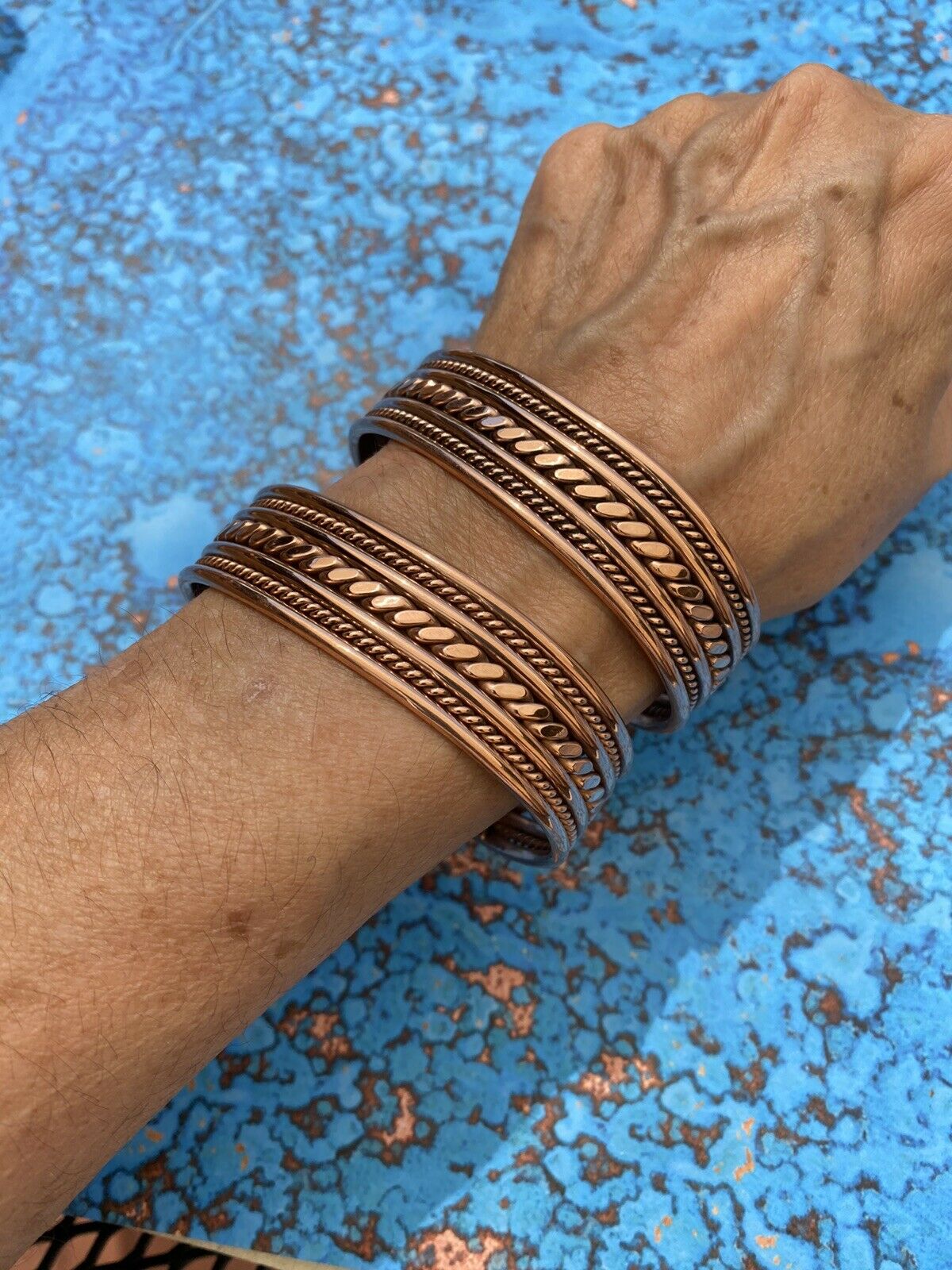 TAHE NAVAJO COPPER HAND STAMPED ブレスレット 美人姉妹 - transport