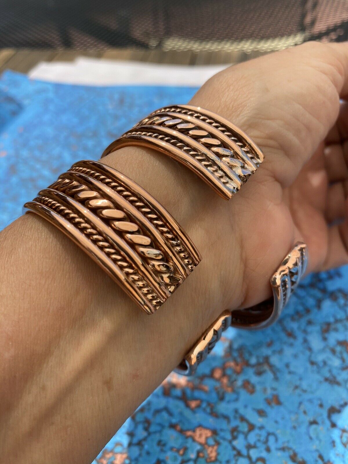 2022新入荷 TAHE NAVAJO COPPER HAND STAMPED ブレスレット メンズ