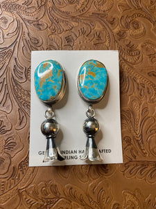 Navajo Sterling Silver And Turquoise Blossom Dangles By Gilbert Nez