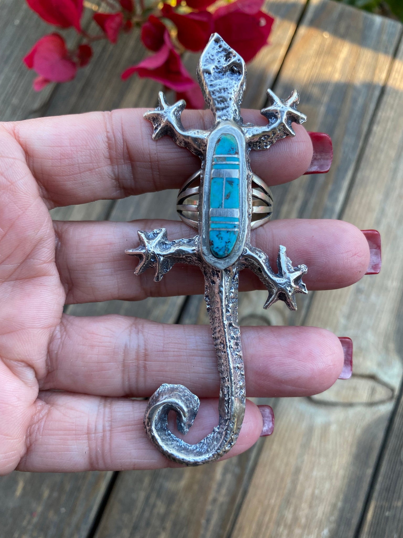 sterling silver gecko ring