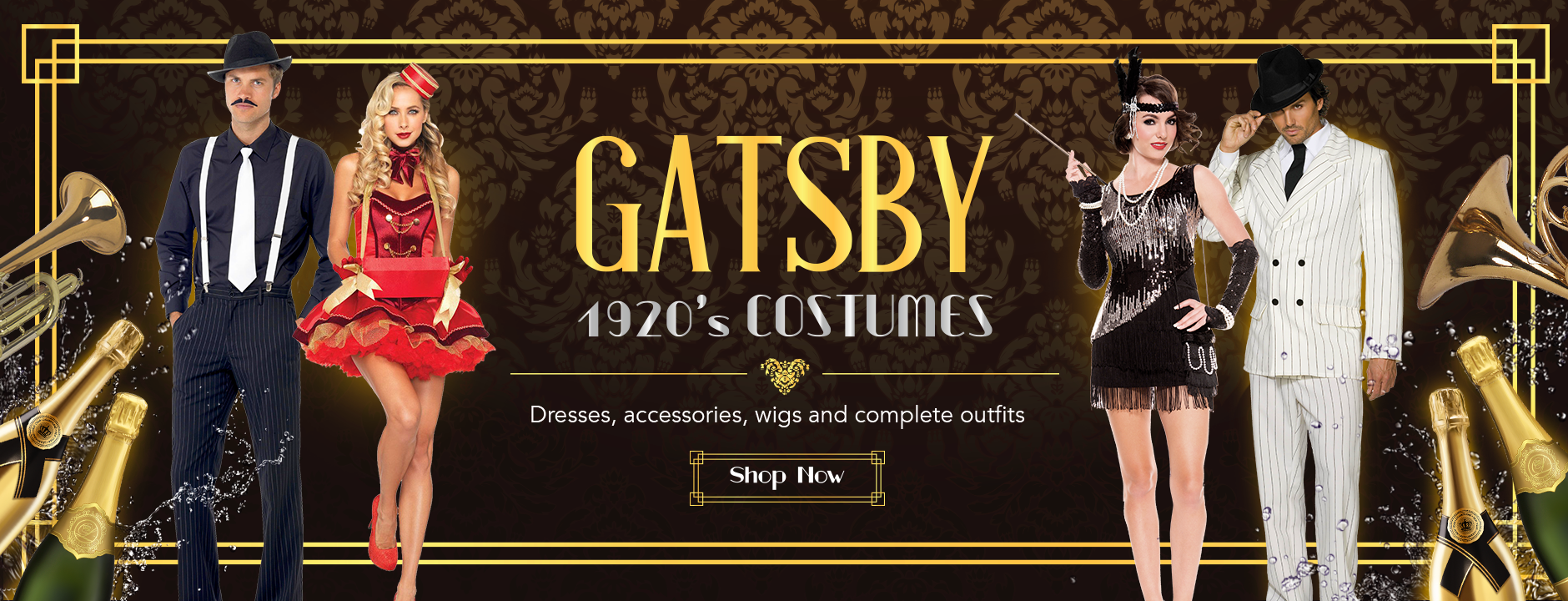 GANGSTER AND FLAPPER COUPLES COSTUME 1920'S FANCY DRESS THE GREAT GATSBY  OUTFIT