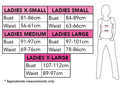 Catwoman Costume Stitch - size chart