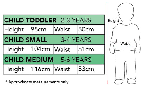 MIKE WAZOWSKI DELUXE COSTUME, CHILD size chart
