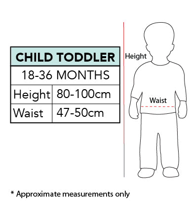 Elsa Frozen Classic Toddler Costume size chart