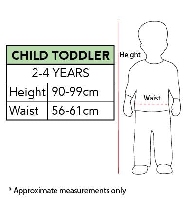 size chart Wonder Woman Toddler Costume