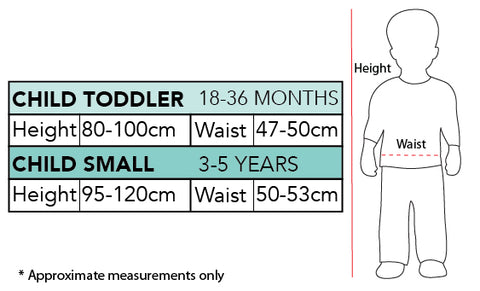 Emma Wiggles Girls Costume size chart