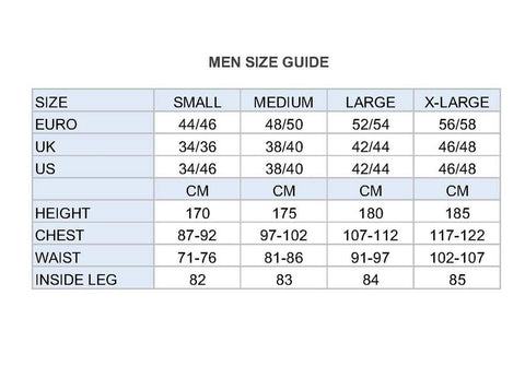 size chart - Peter Pan Costume for Adults