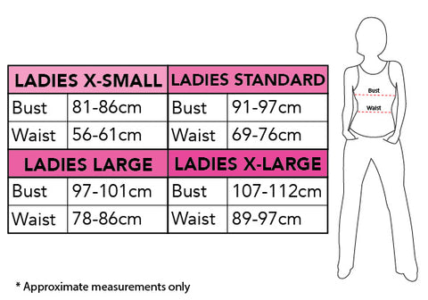 Size chart - Princess Leia Sexy Adult Hire Costume