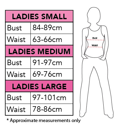 Glam Rock Barbie Women's 80's Costume size chart