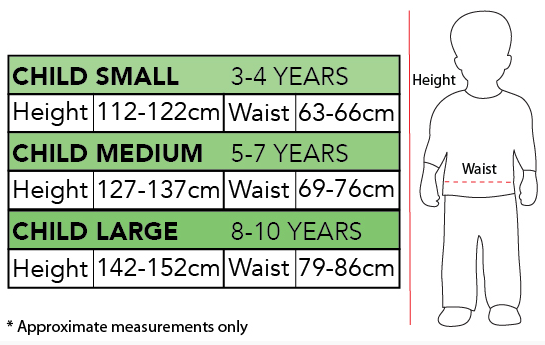 Rubies Children's Size Chart