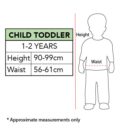 Size Chart Toddler Children Costume