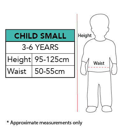 The Flash Dress Up Set Child Costume size chart