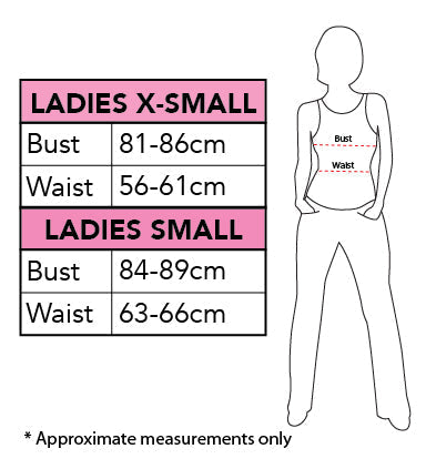 Sugar Max 80's Costume size chart