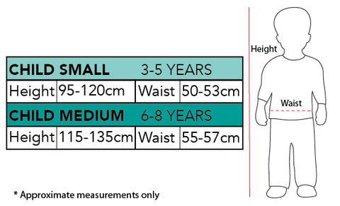 Batman Costume Boys Licensed DC size chart