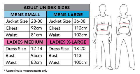 Kangaroo Furry Adult Costume size chart