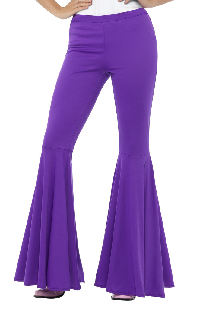 Sixties 60s 70s Purple Stretch Womens Flares – Disguises Costumes Hire ...