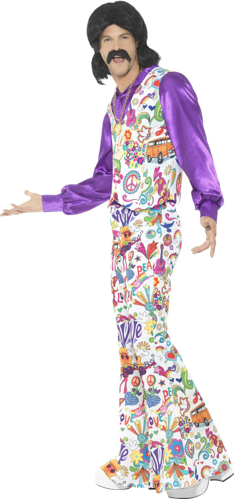 60s Groovy Hippie Mens Disco Flares And Vest Suit Disguises Costumes Hire And Sales 