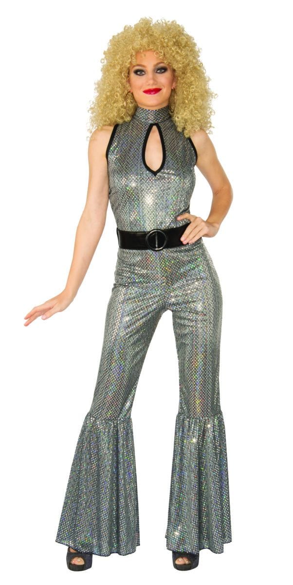 Disco Diva 70's Silver Sequin Jumpsuit Costume – Disguises Costumes