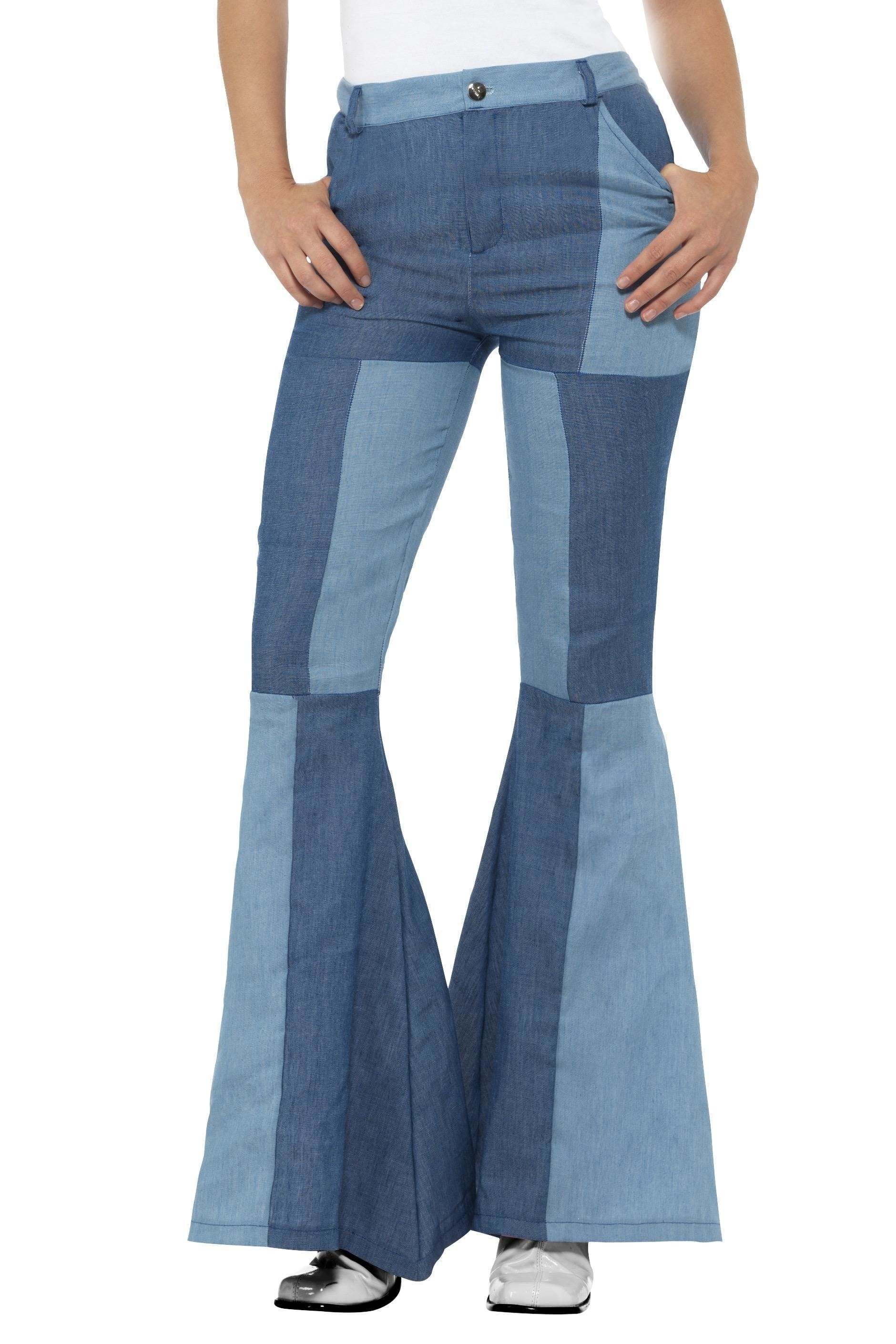 70s Deluxe Double Denim Patchwork Ladies Flares