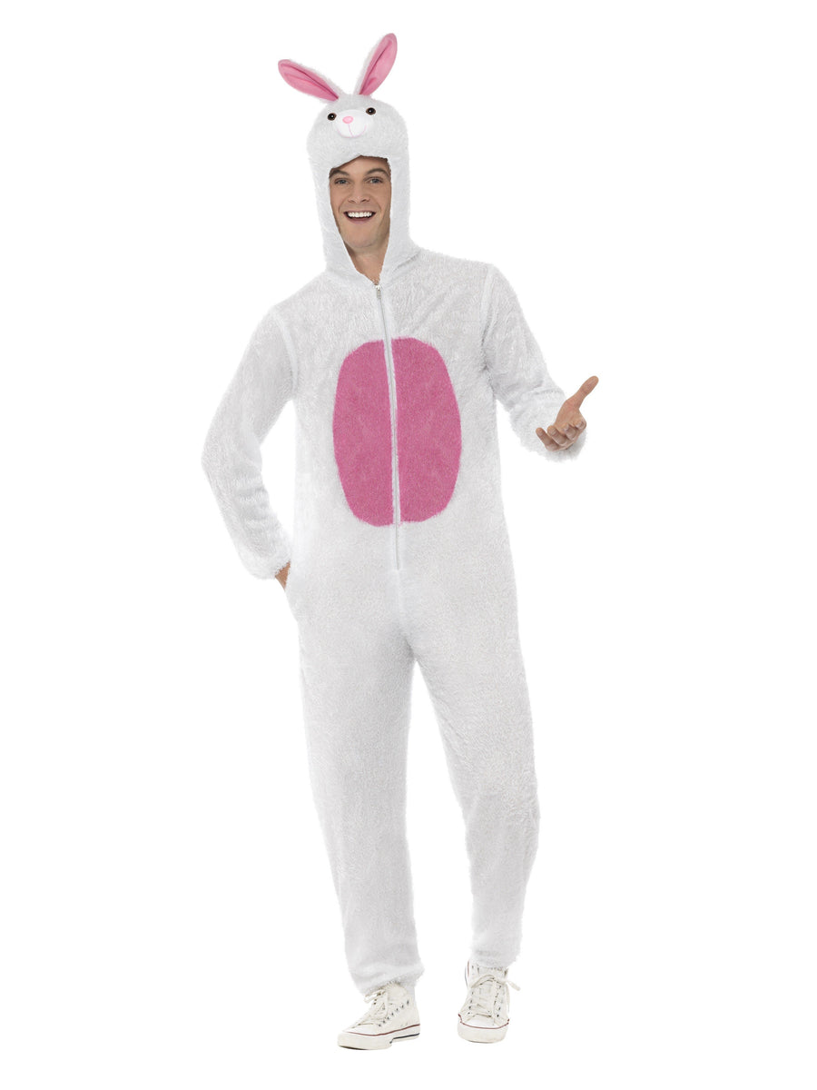 Easter Bunny Fancy Dress Adult White Rabbit Animal Costume Jumpsuit ...
