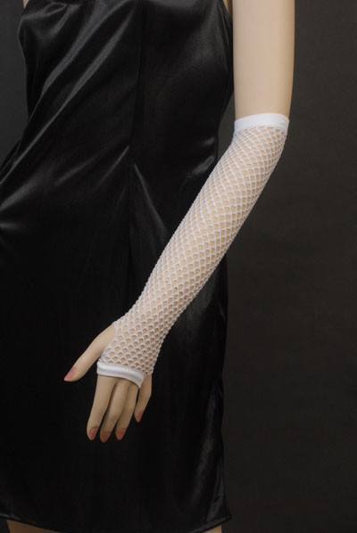 white fingerless long gloves