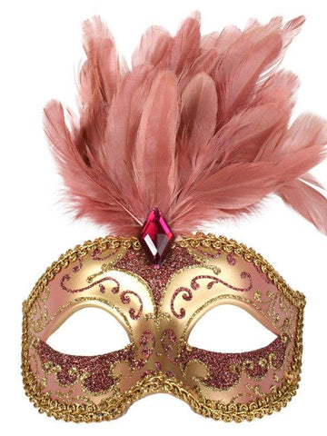 Cosplay Costume Mask Venetian Carnival Large Feather Masquerade Disguise Mardi Gras Red Feathers