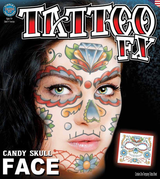 Tattoos Candy Skull Temporary Face Tattoo 