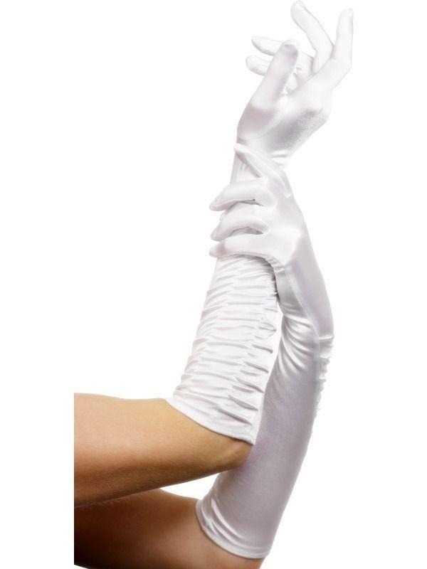 white arm length gloves