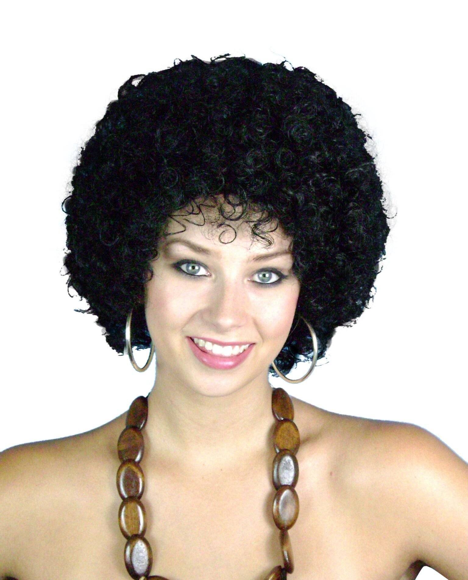 Adult Funky Afro Wig Black 70 S Disco Fancy Dress Costume