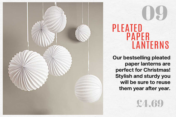 White Hanging Pleated Lantern Decorations for Christmas