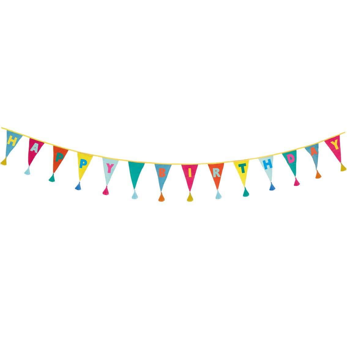 Eco Party Bunting Decorations | Fabric Tassel Bunting - Happy Birthday –  Pretty Little Party Shop