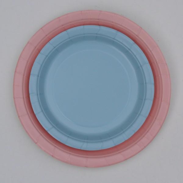 pink and blue paper plates