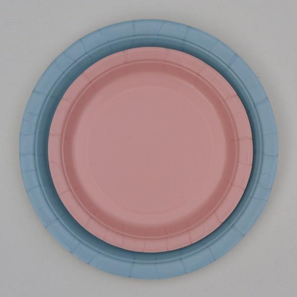 pink and blue paper plates